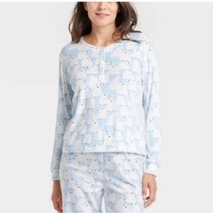 Target Wondershop Polar Bear Soft Holiday Pajama Lounge Top Blue Size Medium